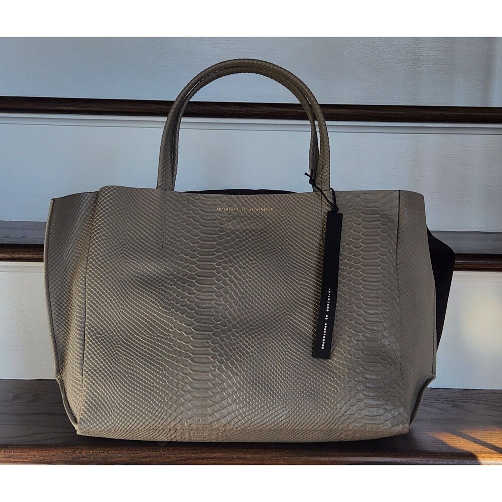 Ampersand As Apostrophe XL Taupe Python 100% Leather Tote - NWT - Picture 4 of 15